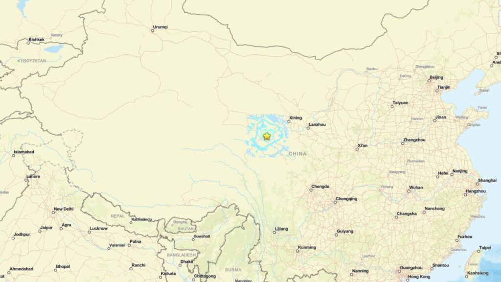 Sismo de magnitud 5.9 golpea Qinghai sin alerta de tsunami.