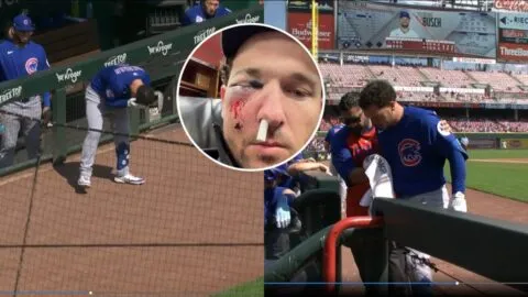 Alex Bregman recibe pelotazo en el rostro y abandona juego de Cubs contra Cincinnati Reds