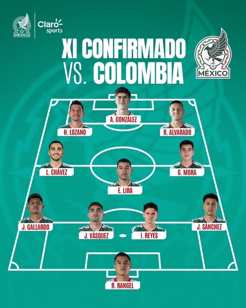 Alineaciones del México vs Colombia, al momento