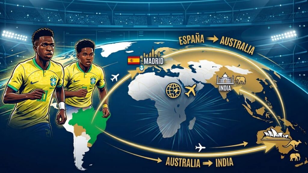 Conducidos por Carlo Ancelotti, los jugadores de Brasil realizarán una intensa travesía aérea entre Sudamérica, Europa y Asia.