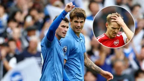 Brighton sorprende al Arsenal, lo golea y frena su arranque perfecto en la Premier League