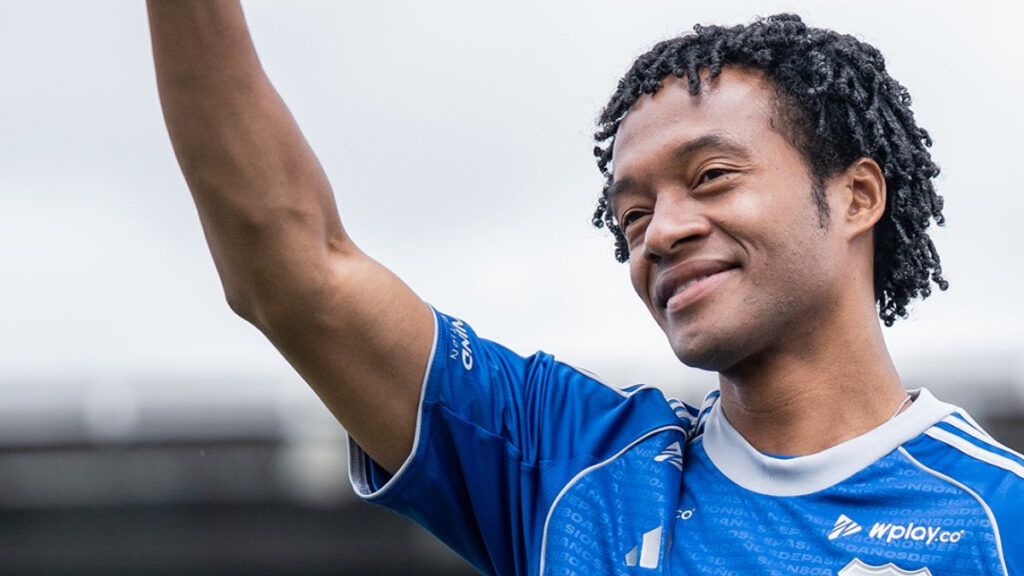 Juan Guillermo Cuadrado, en su presentación. - Millonarios FC.