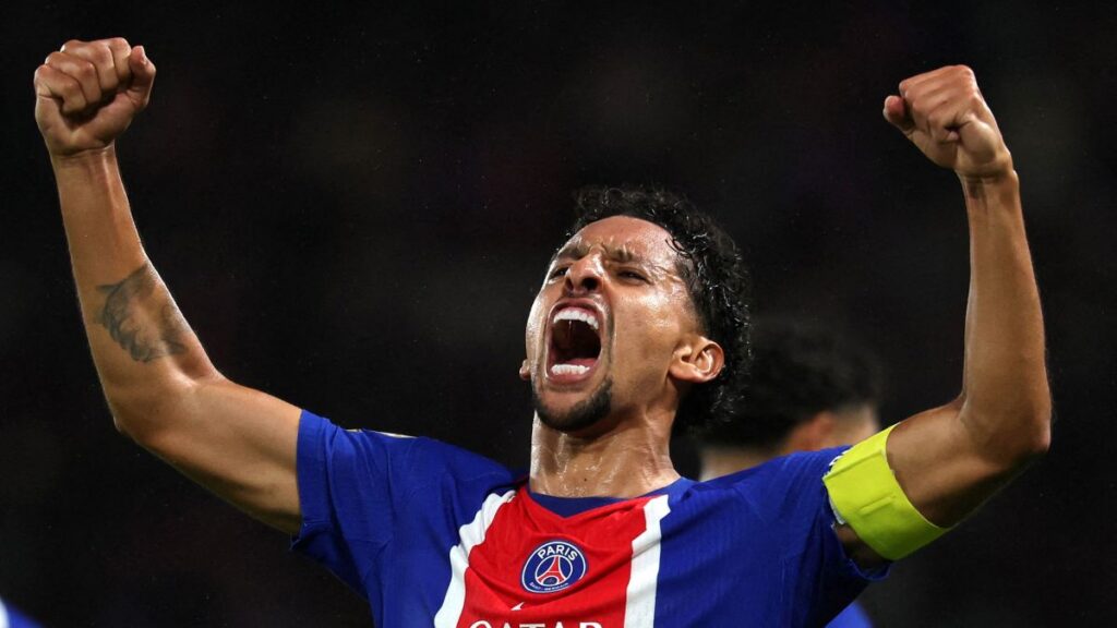 Marquinhos festeja su gol en el PSG vs Monaco, Ligue 1 2026