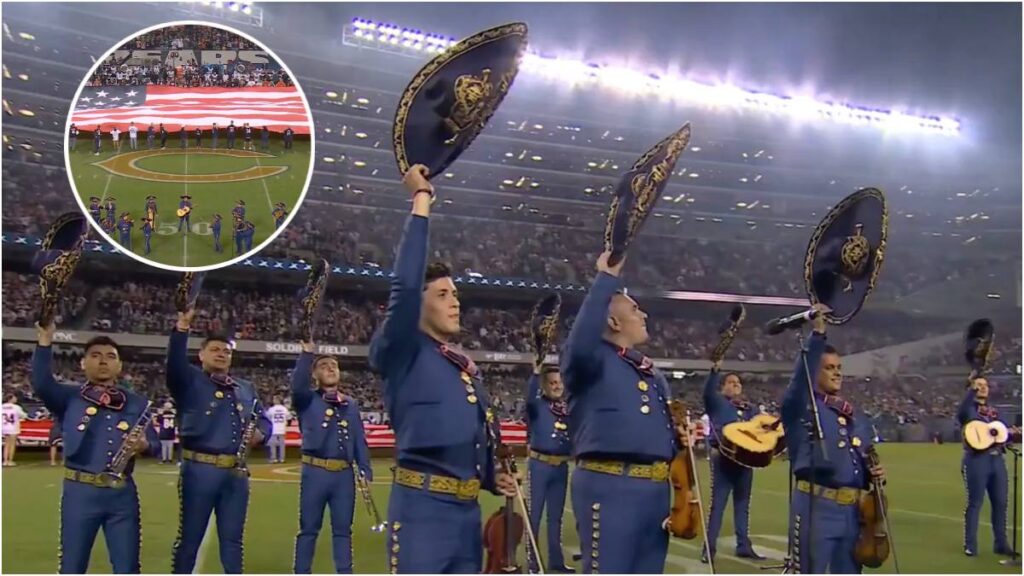 Momento mexicano en la NFL: mariachis protagonizan la previa del Eagles vs Bears.