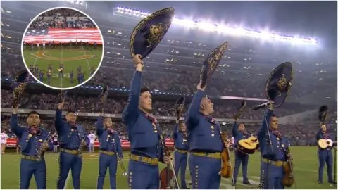 México presente en la NFL: Mariachis mexicanos entonan el himno de Estados Unidos previo al Eagles vs Bears de la NFL