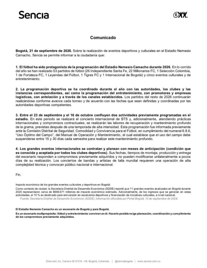 Comunicado de Sencia sobre la final ida de la Liga Femenina