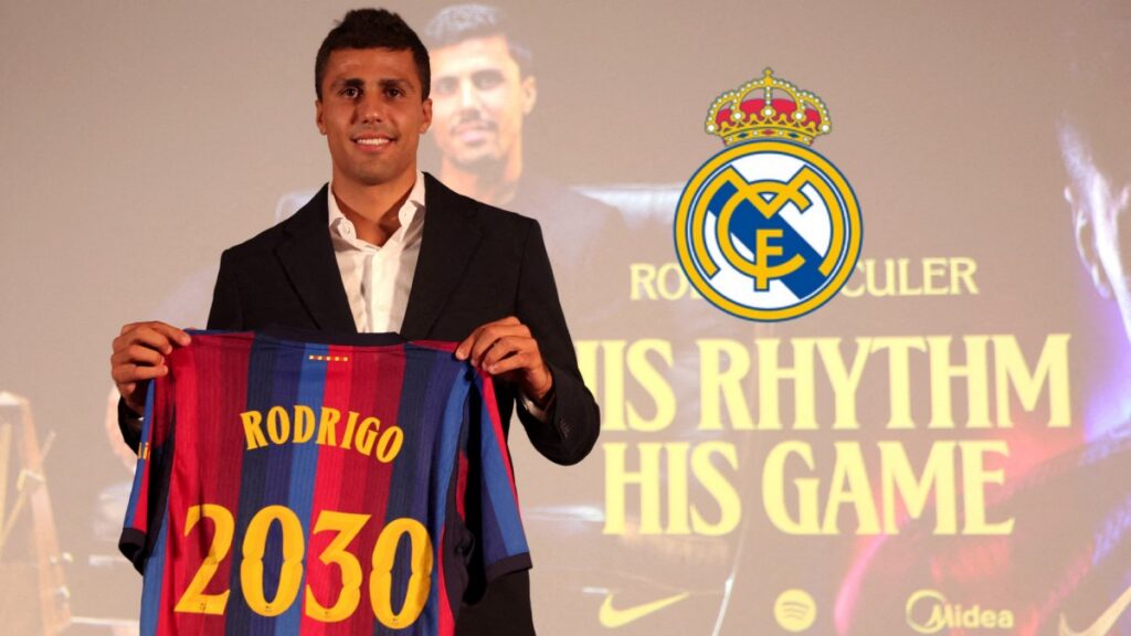 Rodri durante su presentación con el Barcelona