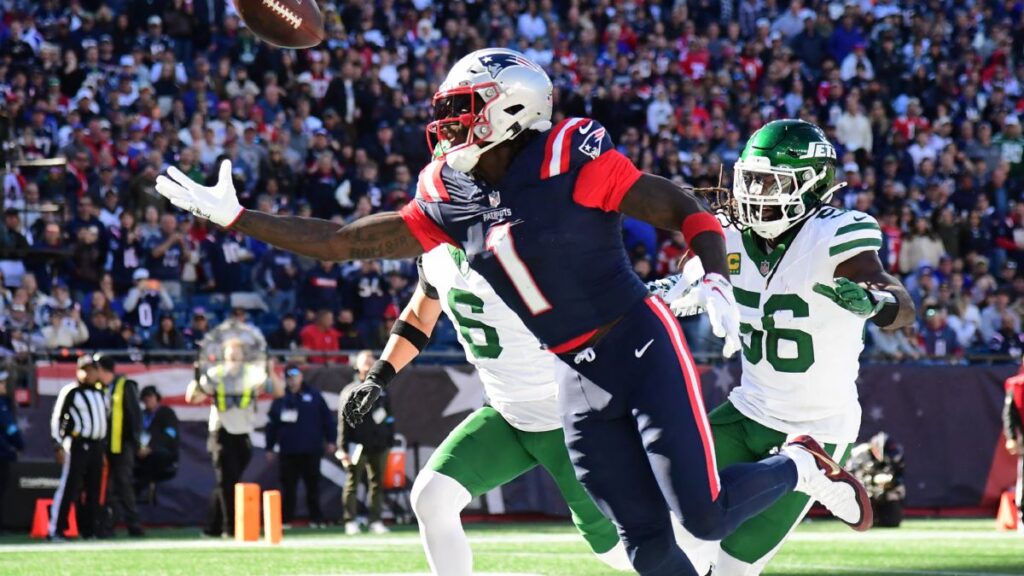 A.J. Brown durante el partido Jets vs Patriots NFL 2026