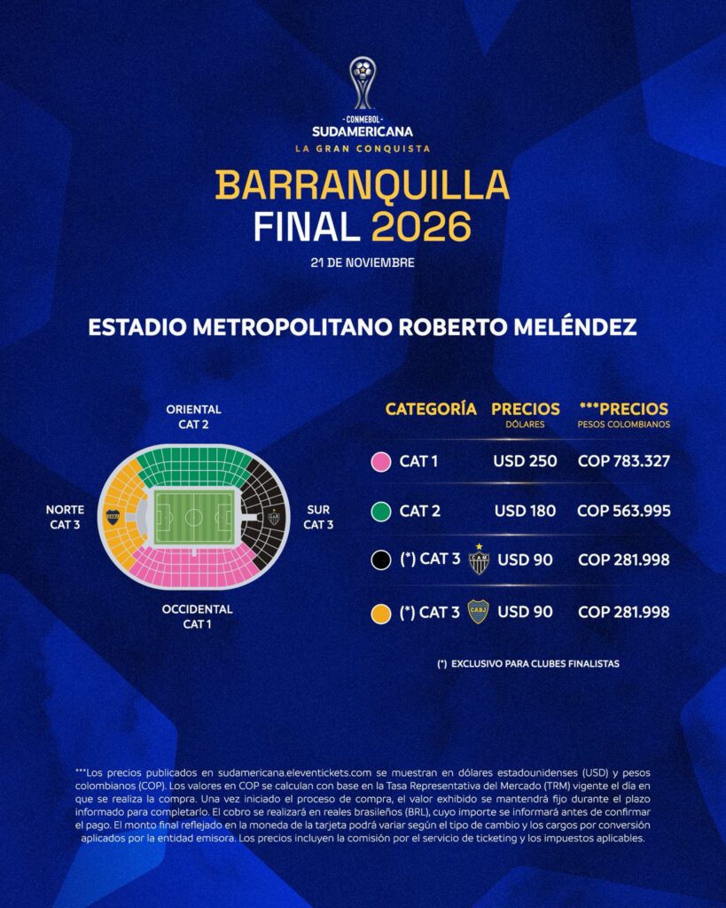 Precios de las entradas para la final de la Copa Sudamericana 2026