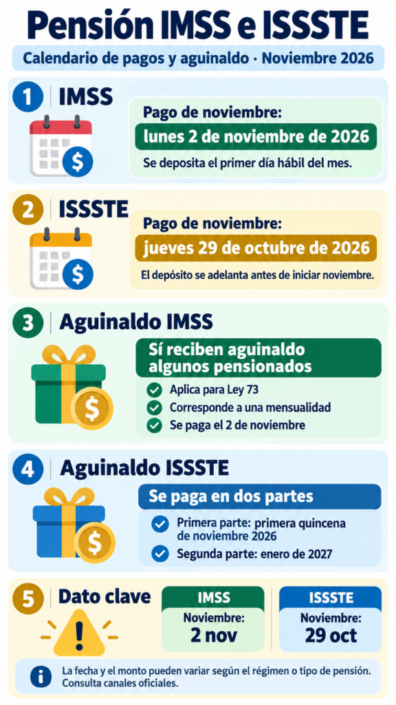 IMSS vs ISSSTE: quién paga primero en noviembre y cuándo llega el aguinaldo