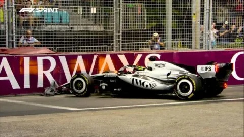 Checo Pérez sufre accidente en Singapur y queda eliminado en la SQ1: "El auto tocó fondo"