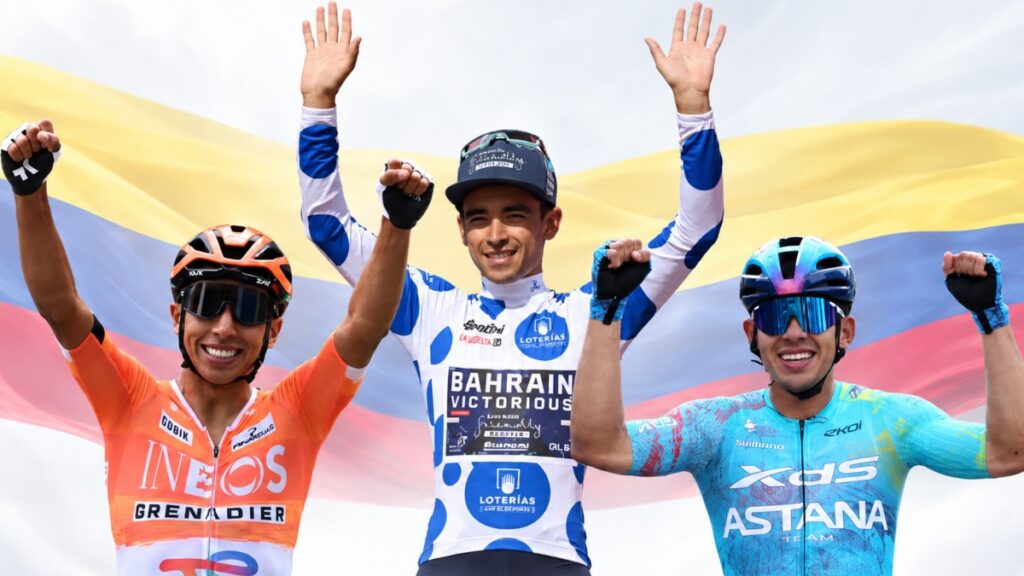 Ciclistas colombianos celebrando en 2026.