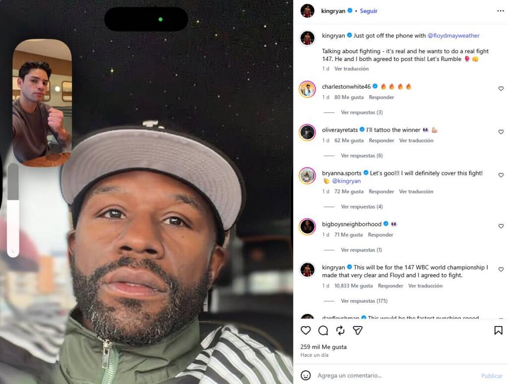 Floyd Mayweather vs Ryan Garcia.