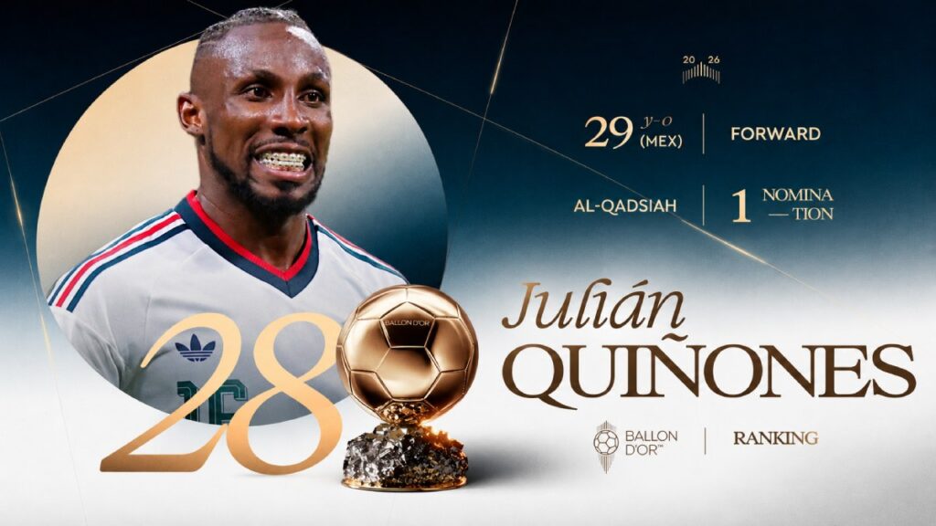 Julián Quiñones, elegido número 28 en el Balón de Oro 2026 | X:@ballondor