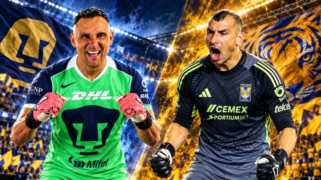 Keylor Navas y Nahuel Guzmán porteros de Pumas y Tigres