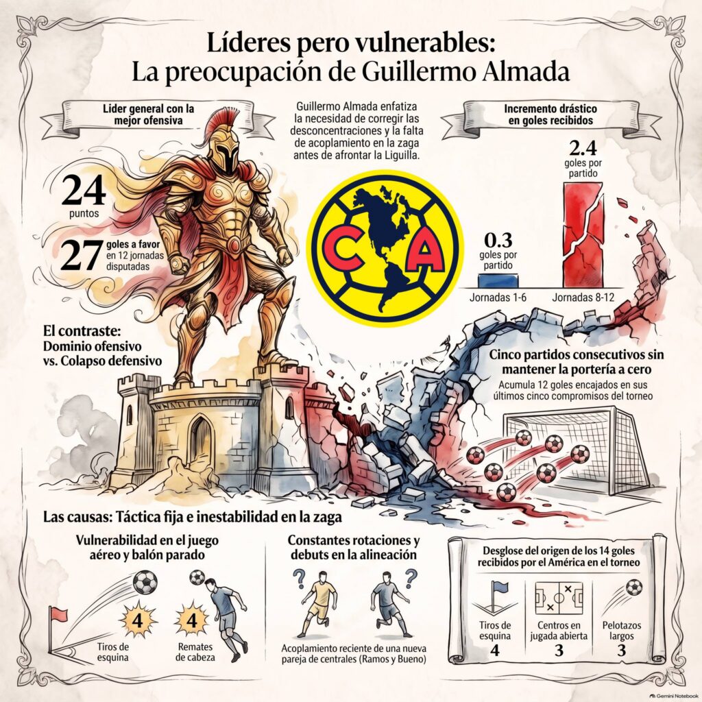 América: problemas defensivos en el Apertura 2026 de la Liga MX