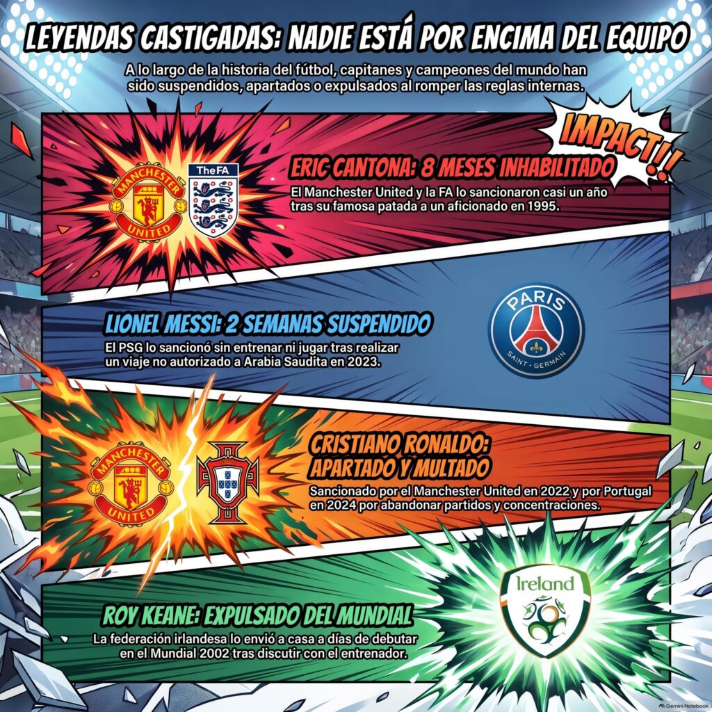 ¿Qué leyendas del fútbol han sido castigadas por sus equipos o selecciones?