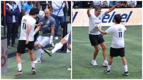 Checo Pérez y Arturo Elías intentan un penalti indirecto a lo Messi-Suárez, la pelea de Mr. Iguana vs La Parka y más momentos virales en 'De la Pista a la Cancha'