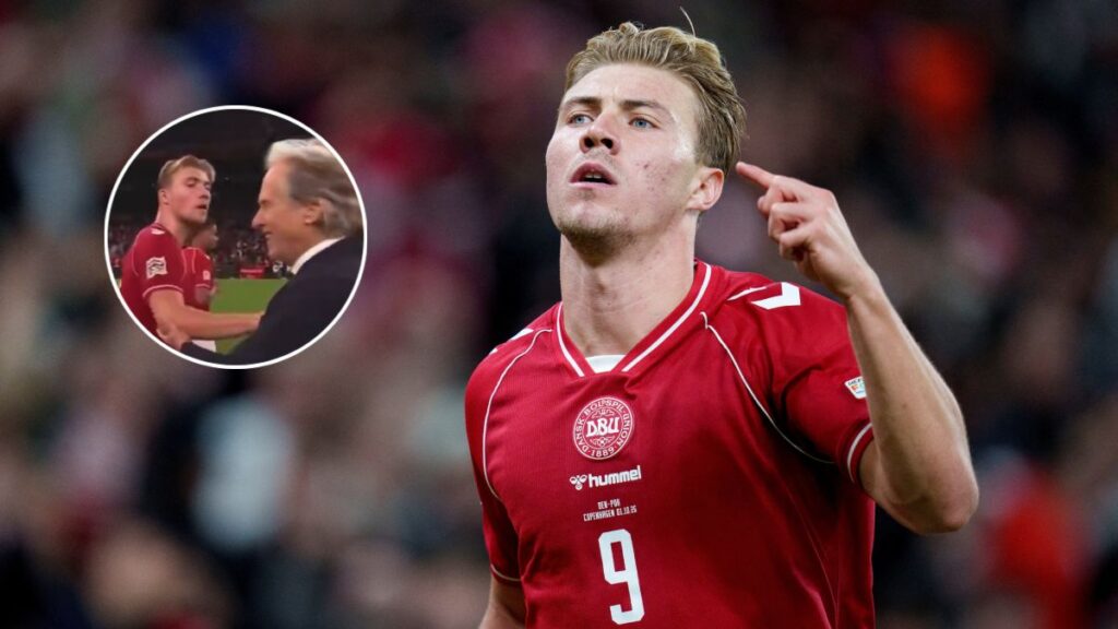 Rasmus Hojlund marca, celebra como Cristiano y después protagoniza un cruce con Jorge Jesús