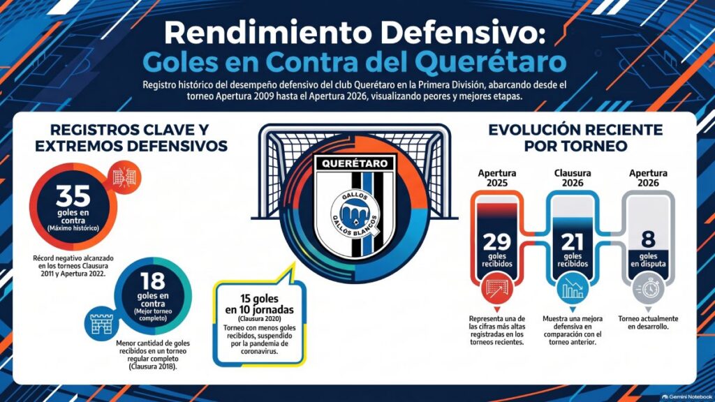 Querétaro, goles recibidos en los últimos torneos