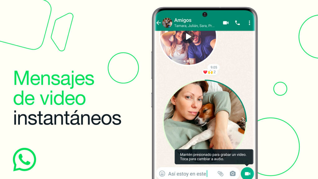 Mensajes de video instantáneos de WhatsApp