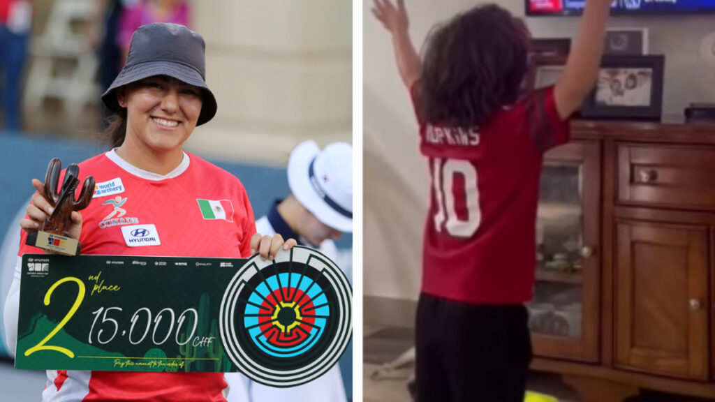 El sobrino de Alejandra Valencia celebró eufórico la medalla de plata en el Mundial de Tiro con Arco