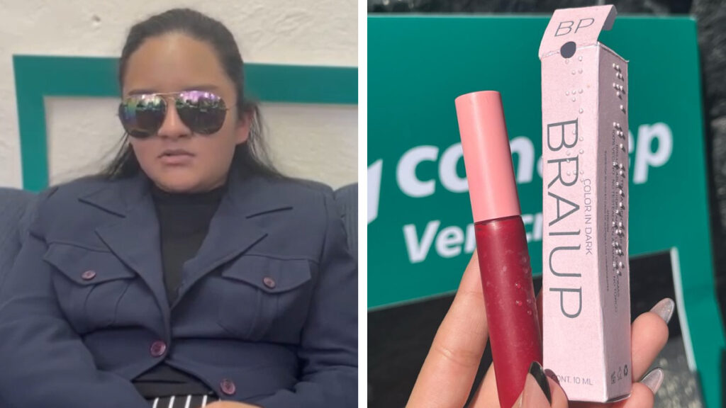 Estudiante de Veracruz crea maquillaje con escritura braille para personas con discapacidad visual