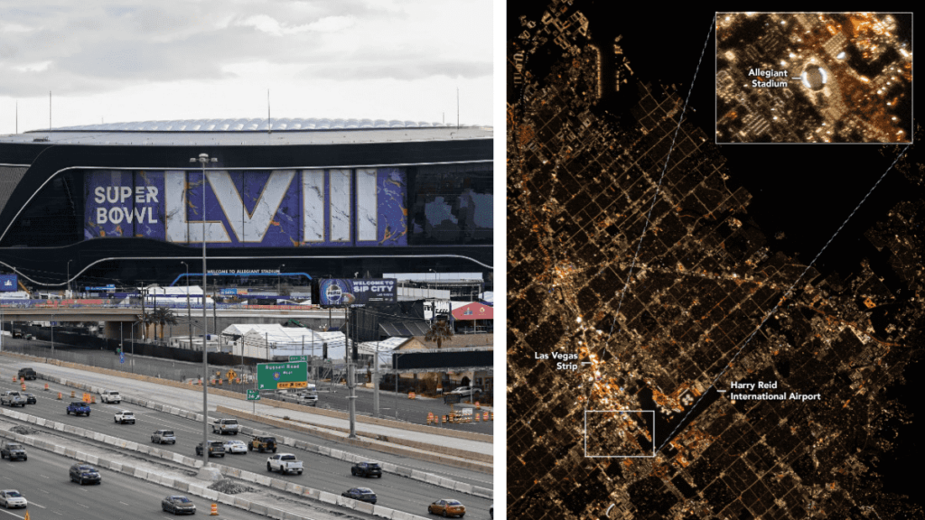 La NASA captura al Allegiant Stadium de Las Vegas desde el espacio... ¡aquí se jugará el Super Bowl LVIII!