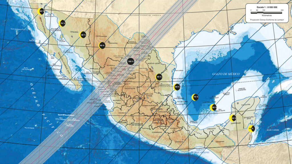 Estos son los 55 lugares de México en donde se verá el eclipse solar total de 2024