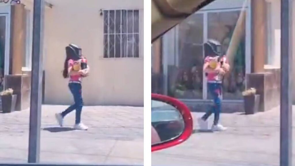 Niña se viraliza al salir con careta de soldador por eclipse solar