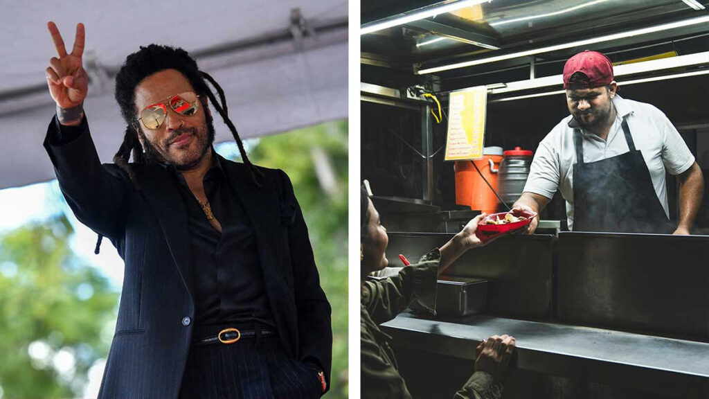 puesto de hamburguesas Lenny Kravitz