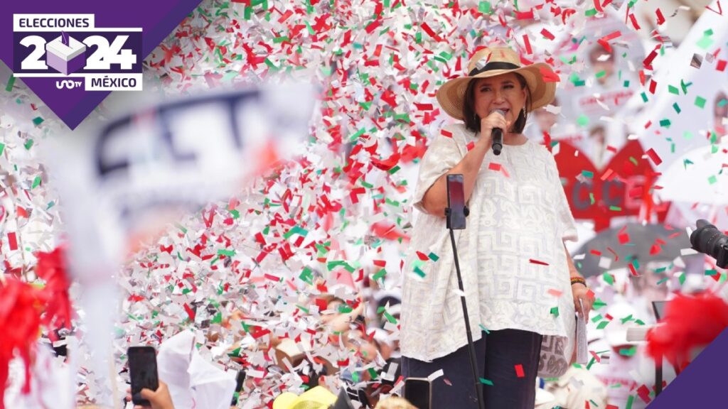 Xóchitl Gálvez durante su mitin en Los Reyes La Paz, Estado de México