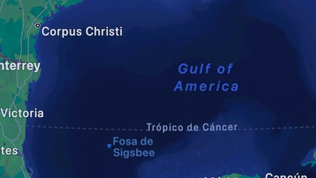 En la app de Apple Maps en Estados Unidos aparece el Golfo de México con el nombre de “Golfo de América”.