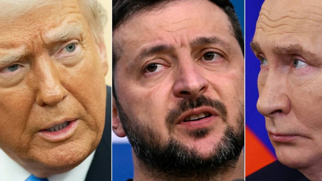 Trump, Zelensky y Putin.