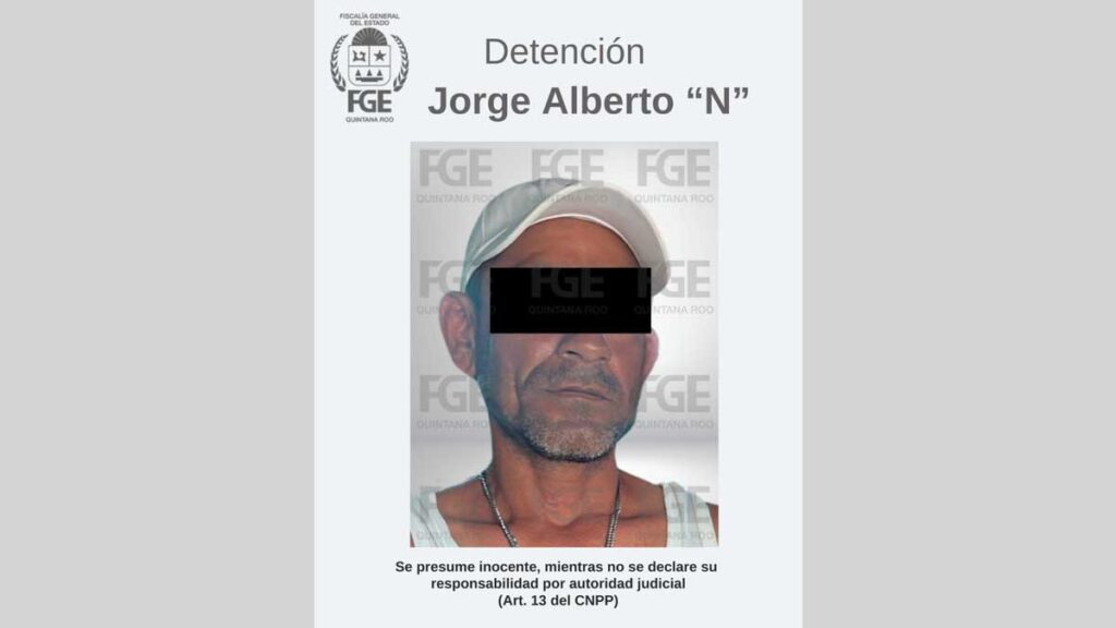 Jorge Alberto "N", detenido por arrojar ácido a una mujer.
