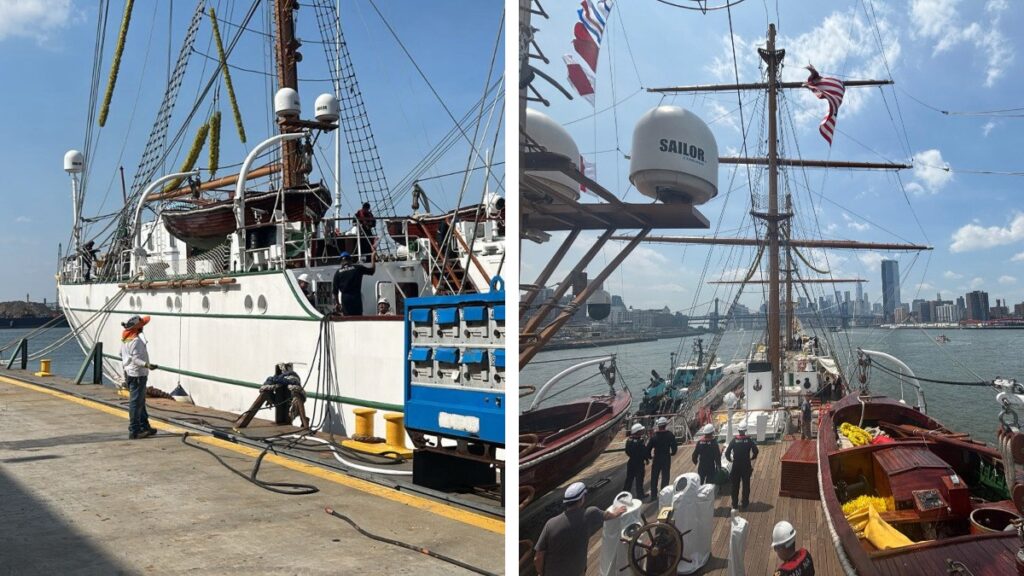 Buque Cuauhtémoc avanza en reparación tras choque contra puente en Nueva York