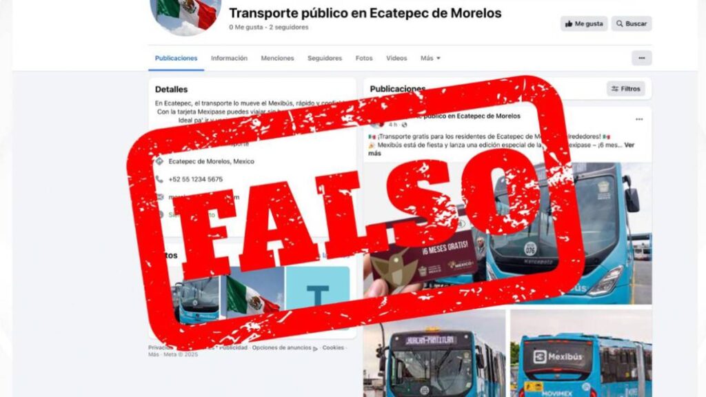 Cuenta de Facebook falsa de transporte en Ecatepec.