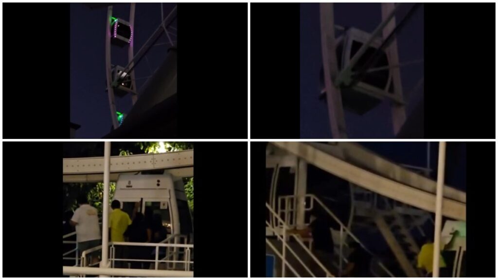 Personas atrapadas en rueda de la fortuna en Cancún