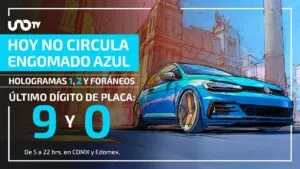 Engomado azul, placas 9-0, sin circulación este viernes 28 noviembre