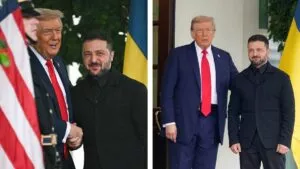 Zelenski deja uniforme militar y sorprende con traje en reunión con Trump