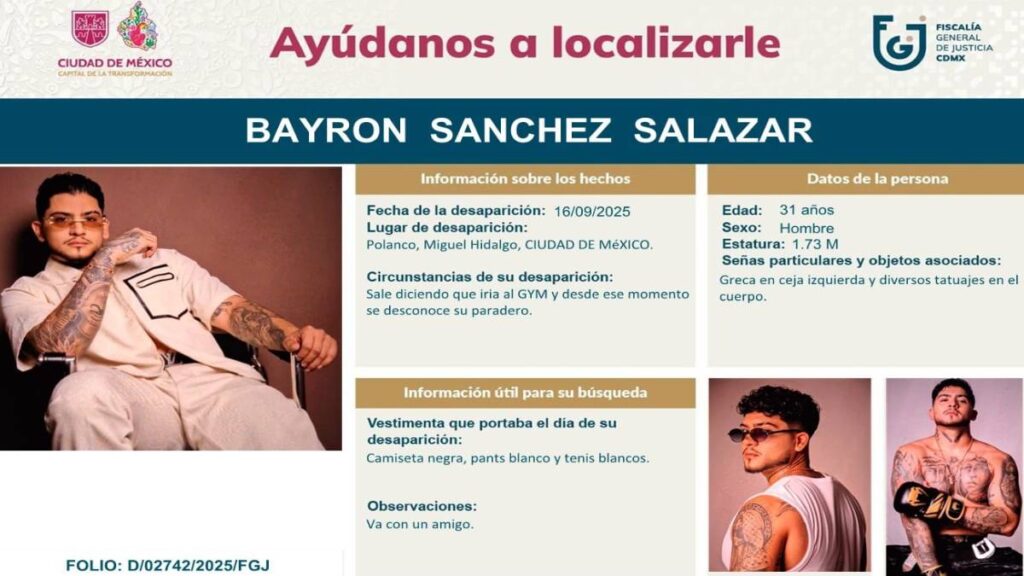 Bayron Sánchez es buscado con vida en México