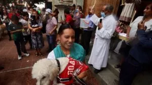 Fieles bendicen a mascotas por el día de San Ramón en Oaxaca
