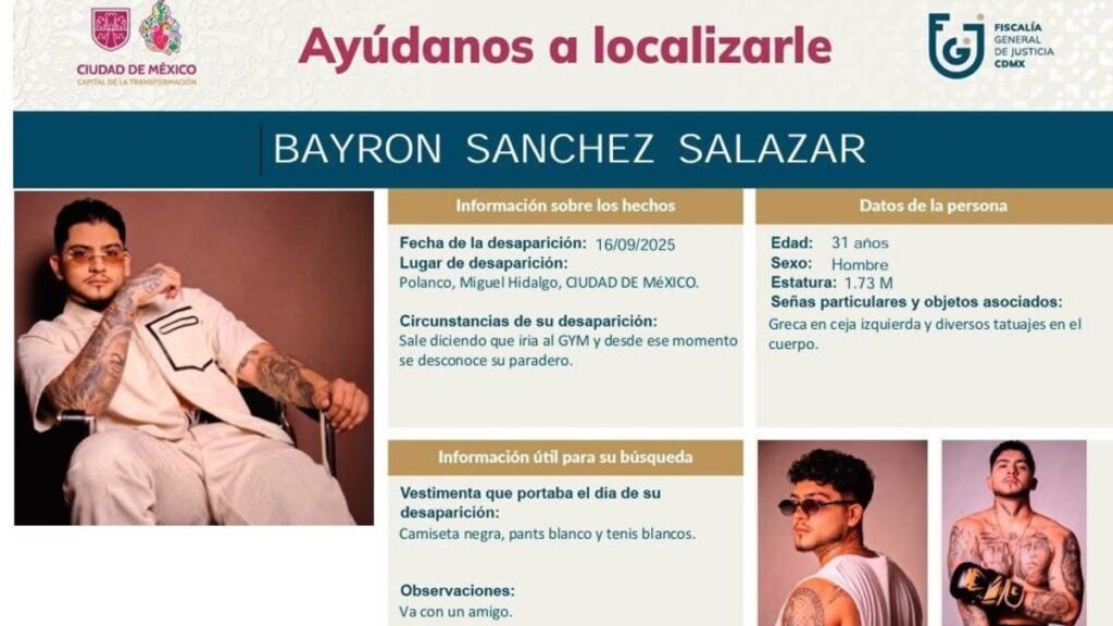 Fiscalía de Sonora desmiente desaparición del cantante colombiano Bayron Sánchez en el estado