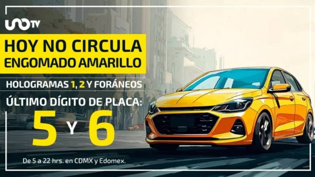 Hoy No Circula, lunes 15 de septiembre 2025.