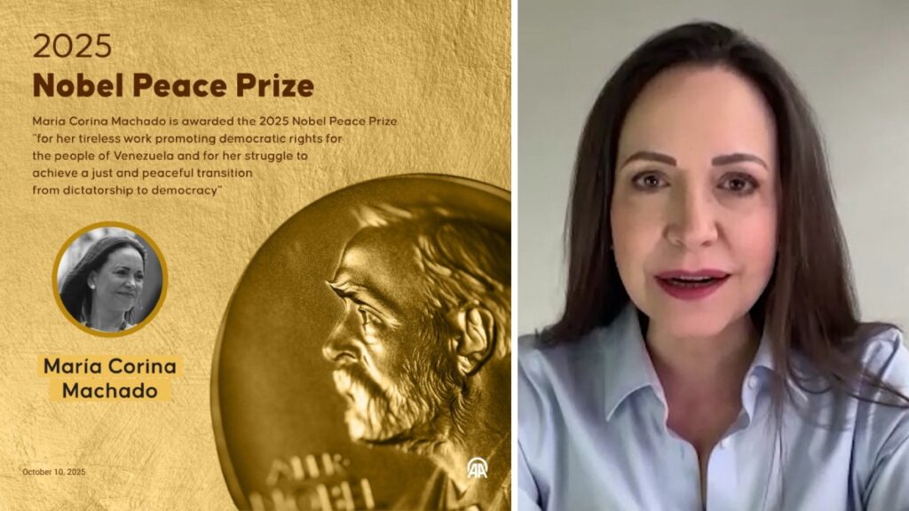María Corina Machado recibió el Nobel de la Paz. AFP