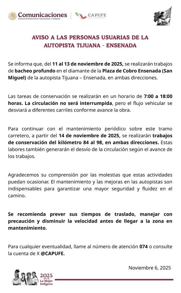 Cierre Autopista Tijuana Enseada
