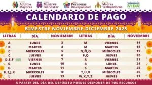 Bienestar publica calendario de pagos noviembre-diciembre 2025