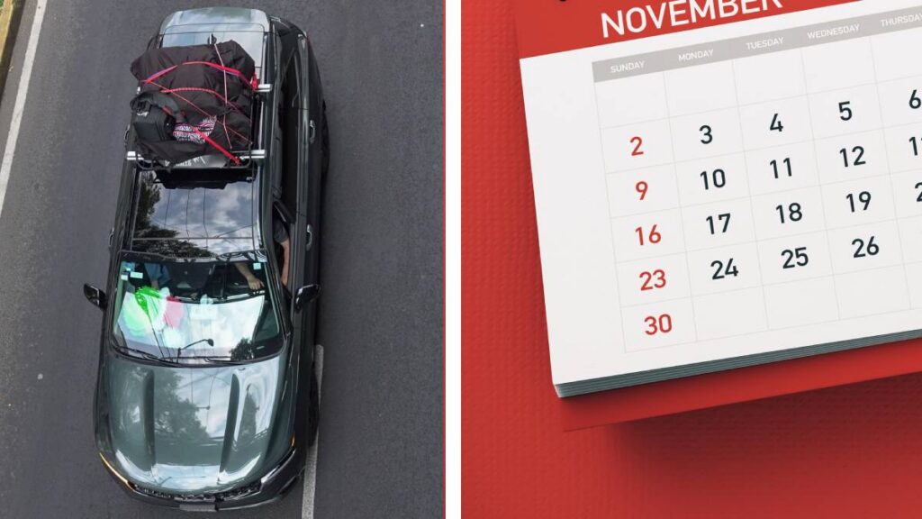 carro con maletas calendario