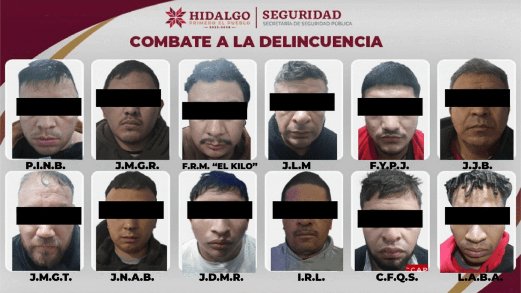 Detención a 23 personas de un grupo armado en Hidalgo.
