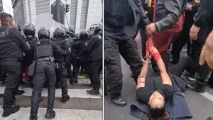 ¡A empujones y jaloneos! Así replegaron a exjuzgadores que bloquearon Insurgentes Sur; hechos son inaceptables condenan